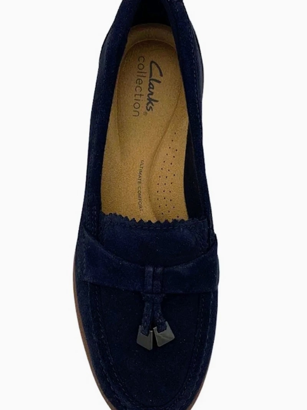 Clarks Navy Suede Tassel Moccasin